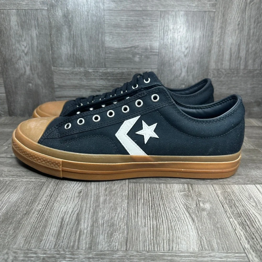 Converse Star Player 76 Mens 11.5 Black Canvas Gum Sole Low Top Sneakers - Picture 2 of 8